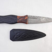 Bog Oak and Desert Ironwood Burr Damascus Steel Sgian Dubh- sharpened, Scottish gift, Scottish, wedding gift, groom gift, mens gift