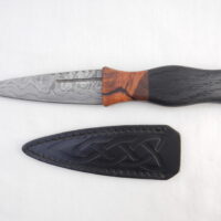 Bog Oak and Desert Ironwood Burr Damascus Steel Sgian Dubh- sharpened, Scottish gift, Scottish, wedding gift, groom gift, mens gift