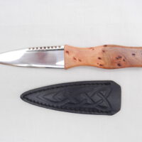 Burr Wych Elm Sgian Dubh with Sweet Chestnut, Scottish gift, Wedding gift