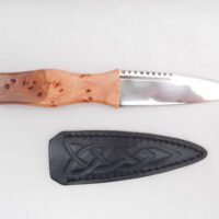 Burr Wych Elm Sgian Dubh with Sweet Chestnut, Scottish gift, Wedding gift