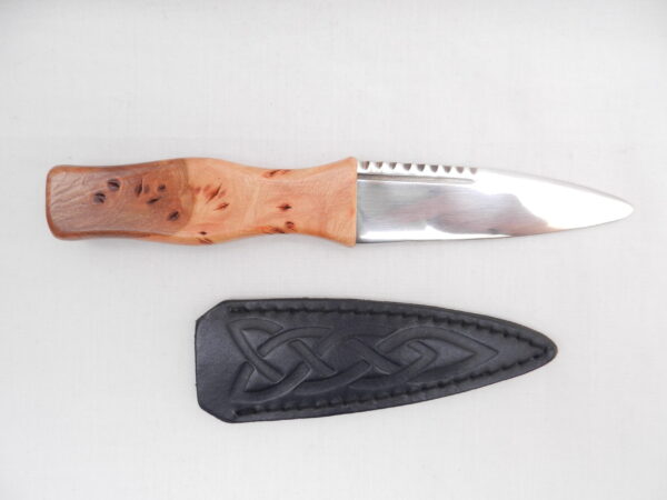 Burr Wych Elm Sgian Dubh with Sweet Chestnut, Scottish gift, Wedding gift