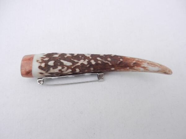 Red Deer Antler Kilt Pin: Scottish Burr Elm sapwood Gift
