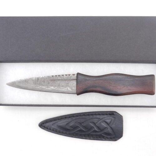 Macassar Ebony and African Blackwood Damascus Steel Sgian Dubh- sharpened, Scottish gift, Scottish, wedding gift, groom gift, mens gift