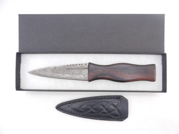 Macassar Ebony and African Blackwood Damascus Steel Sgian Dubh- sharpened, Scottish gift, Scottish, wedding gift, groom gift, mens gift