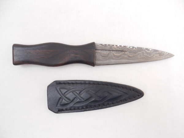 Macassar Ebony and African Blackwood Damascus Steel Sgian Dubh- sharpened, Scottish gift, Scottish, wedding gift, groom gift, mens gift