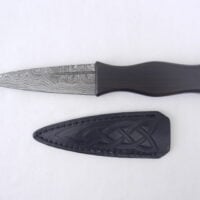 DSCN3937 Damascus Steel Sgian Dubh in African Blackwood and Burr Wych Elm sapwood, Scottish knife, kilt knife, Scottish gift