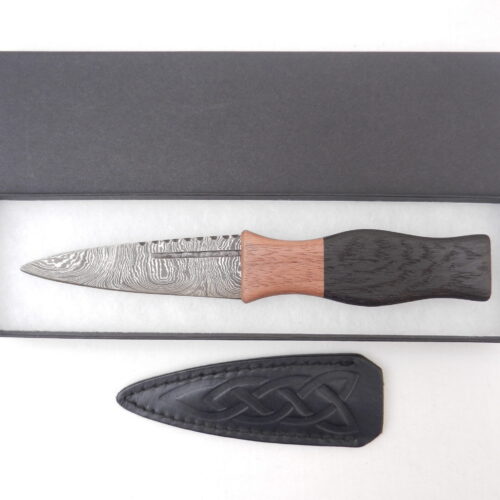 DSCN3970 Scottish Bog Oak and Walnut Damascus Sgian Dubh, Scottish knife, kilt knife, wedding gift
