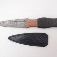 DSCN3971 Scottish Bog Oak and Walnut Damascus Sgian Dubh, Scottish knife, kilt knife, wedding gift