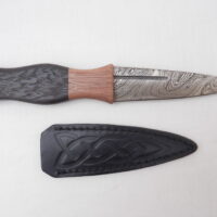 DSCN3972 Scottish Bog Oak and Walnut Damascus Sgian Dubh, Scottish knife, kilt knife, wedding gift
