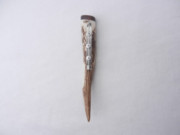 DSCN3987 Scottish Red Deer Antler Kilt Pin with Surinese Snakewood