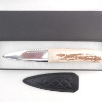 DSCN4050 Natural Sgian Dubh in Red Deer Antler and Wych Elm, Scottish knife, kilt Knife