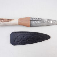DSCN4103 New Damascus Steel Sgian Dubh in Red Deer Stag Antler and Scottish Walnut, Scottish gift, antler gift, wedding gift, groom gift, mens gift