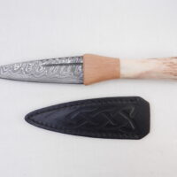 DSCN4104 New Damascus Steel Sgian Dubh in Red Deer Stag Antler and Scottish Walnut, Scottish gift, antler gift, wedding gift, groom gift, mens gift
