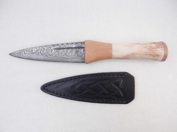 DSCN4104 New Damascus Steel Sgian Dubh in Red Deer Stag Antler and Scottish Walnut, Scottish gift, antler gift, wedding gift, groom gift, mens gift