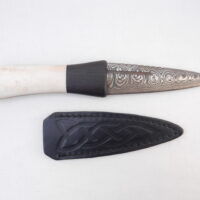 DSCN4110 Damascus Steel Sgian Dubh in Red Deer Stag Antler and African Blackwood, Scottish gift, antler gift, wedding gift, groom gift, mens gift