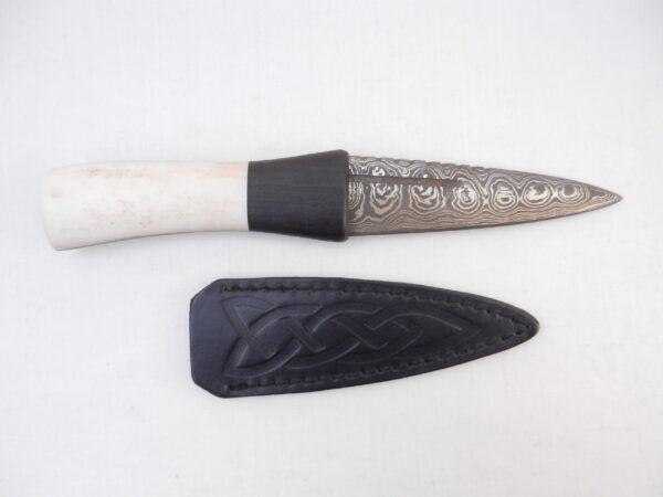 DSCN4110 Damascus Steel Sgian Dubh in Red Deer Stag Antler and African Blackwood, Scottish gift, antler gift, wedding gift, groom gift, mens gift
