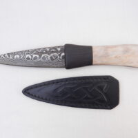 DSCN4111 Damascus Steel Sgian Dubh in Red Deer Stag Antler and African Blackwood, Scottish gift, antler gift, wedding gift, groom gift, mens gift