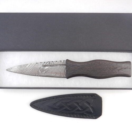 DSCN4123 Scottish Bog Oak and Oak Damascus Sgian Dubh, Scottish knife, Kilt knife, Scottish gift