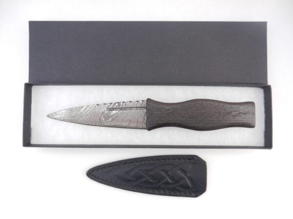 DSCN4123 Scottish Bog Oak and Oak Damascus Sgian Dubh, Scottish knife, Kilt knife, Scottish gift