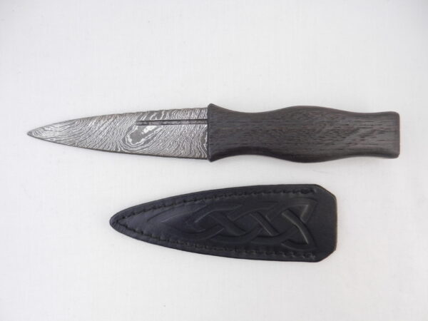 DSCN4124 Scottish Bog Oak and Oak Damascus Sgian Dubh, Scottish knife, Kilt knife, Scottish gift