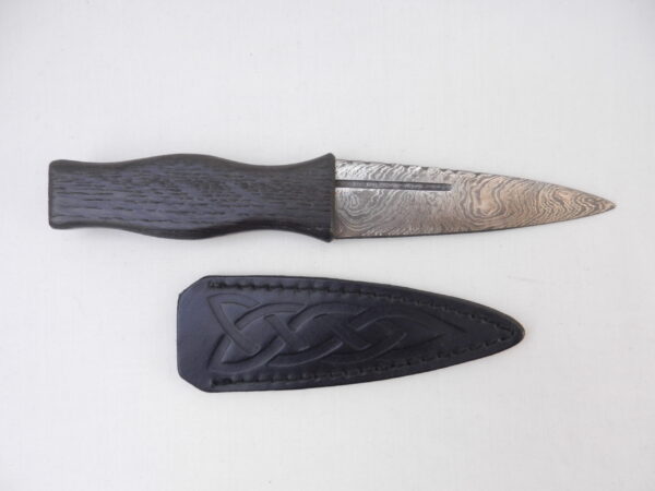 DSCN4125 Scottish Bog Oak and Oak Damascus Sgian Dubh, Scottish knife, Kilt knife, Scottish gift