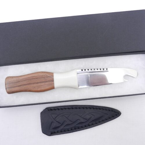 Scottish Sgian Brew Kilt Knife: Walnut, Stag Antler, Bottle Opener