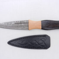 Damascus Steel Sgian Dubh in African Ebony and Hawthorn - sharpened, Scottish gift, wedding gift, groom gift, mens gift