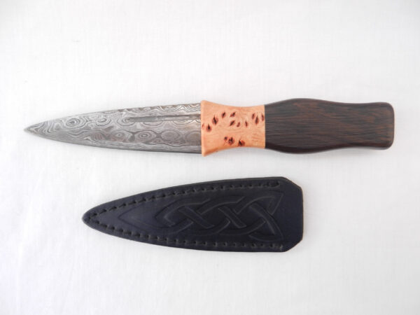 il_fullxfull.3655133838_3fme Damascus Steel Sgian Dubh in African Blackwood and Burr Wych Elm Sapwood, Scottish gift, wedding gift, groom gift, mens gift