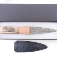 il_fullxfull.4356034336_4mky New Damascus Steel Sgian Dubh in Red Deer Stag Antler and Scottish Walnut, Scottish gift, antler gift, wedding gift, groom gift, mens gift