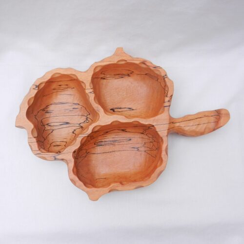 Hand Carved Spalted Beech Triple Serving Bowl - Scottish Treen