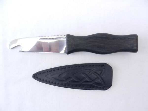 il_fullxfull.6060684603_rasj Scottish Bog Oak Sgian Brew Bottle Opener with Leather Sheath