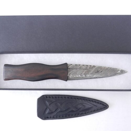 Macassar Ebony and African Blackwood Damascus Steel Sgian Dubh- sharpened, Scottish gift, Scottish, wedding gift, groom gift, mens gift