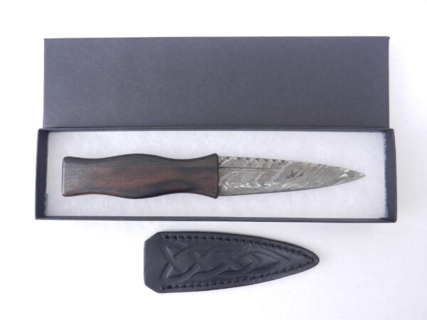 Macassar Ebony and African Blackwood Damascus Steel Sgian Dubh- sharpened, Scottish gift, Scottish, wedding gift, groom gift, mens gift