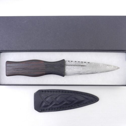 Damascus Sgian Dubh in Wenge and Scottish Bog Oak, Scottish gift, wedding gift, groom gift, best man gift, mens gift