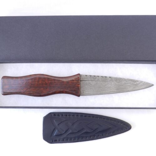Sgian Dubh in Snakewood and Scottish Yew with Damascus 15n20 blade
