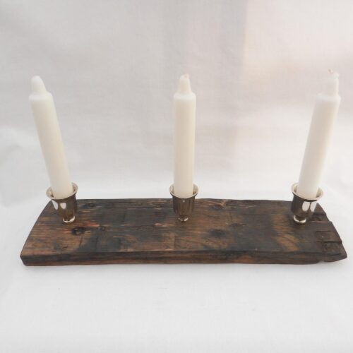 Oak Whisky Cask Stave Candle Holder: Triple Candle Gift