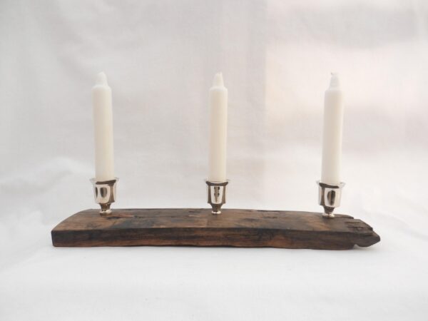 il_fullxfull.6400709310_fnuo Oak Whisky Cask Stave Candle Holder: Triple Candle Gift