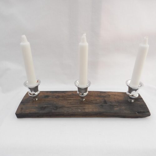 Oak Whisky Cask Stave Candle Holder: Triple Candle Gift