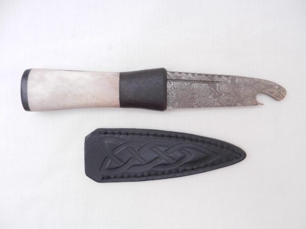 il_fullxfull.6532593698_okjb Damascus Steel Sgian Brew in Red Deer Stag Antler and African Blackwood, Scottish gift, antler gift, wedding gift, groom gift, mens gift