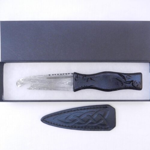 Damascus Steel Sgian Brew Bottle Opener - Black Burr Scottish Gift