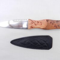 Burr Wych Elm Sgian Dubh: Scottish Highland Dress Knife