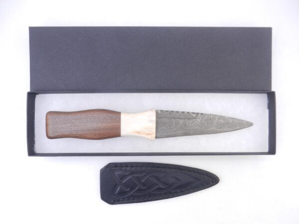 il_fullxfull.6779043182_e97j Damascus Steel Sgian Dubh in Scottish WalnutRed Deer Stag Antler and Laburnum, antler gift, wedding gift, groom gift, mens gift