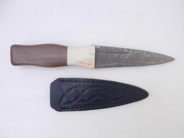 il_fullxfull.6779043188_e8kd Damascus Steel Sgian Dubh in Scottish WalnutRed Deer Stag Antler and Laburnum, antler gift, wedding gift, groom gift, mens gift
