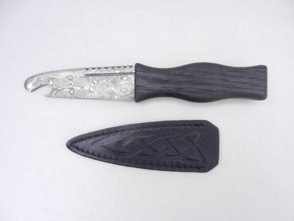 il_fullxfull.6903047910_tttz Damascus Steel Sgian Brew Bottle Opener: Scottish Bog Oak & Oak Handle