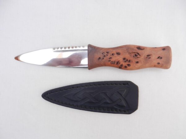 Burr Wych Elm Sgian Dubh: Scottish Kilt Knife with Wild Cherry