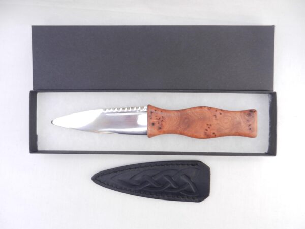 Burr Wych Elm Sgian Dubh: Scottish Kilt Knife with Wild Cherry