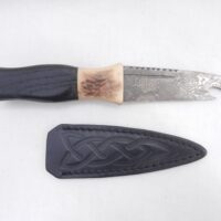 il_fullxfull.6971243700_iboy Scottish Bog Oak and Natural Antler Damascus Steel Sgian Brew, Bottle opener, Scottish gift, Scottish, wedding gift, groom gift, mens gift