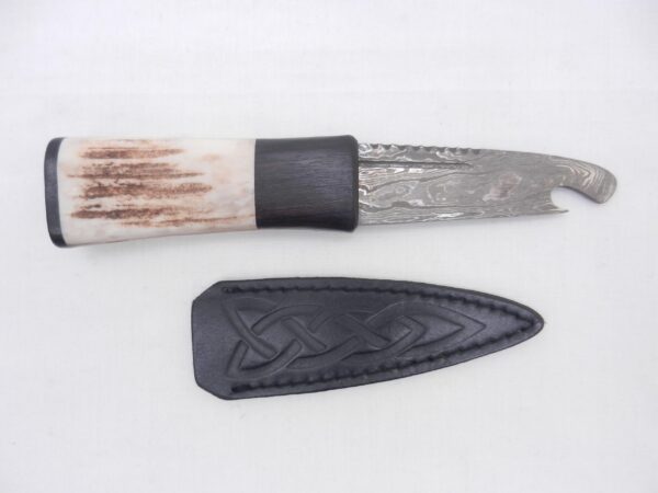 il_fullxfull.6981476166_b69h Damascus Steel Natural Sgian Brew in Red Deer Stag Antler and African Blackwood, Scottish gift, antler gift, wedding gift, groom gift
