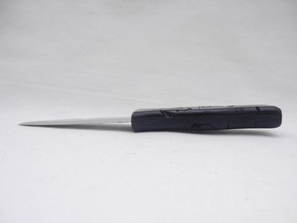 Scottish Sgian Dubh: Black Burr Wych Elm Knife with Leather Sheath