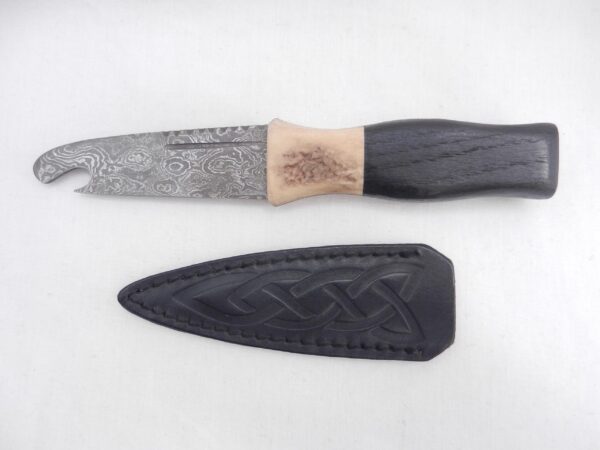 il_fullxfull.7019221023_i5gd Scottish Bog Oak and Natural Antler Damascus Steel Sgian Brew, Bottle opener, Scottish gift, Scottish, wedding gift, groom gift, mens gift